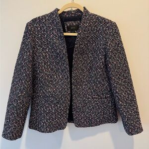 J Crew Women’s Navy Shimmer Tweed Going Out Blazer Jacket Size 12